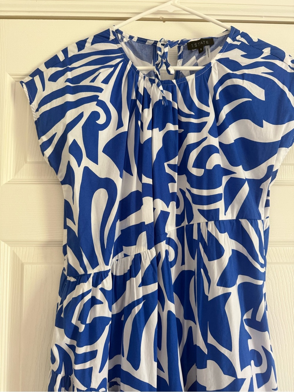 1. State Blue & White Abstract Print Maxi Dress - Picture 4 of 6